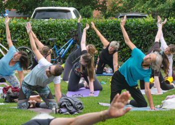 Park Yoga in Howard Palmer Park in Wokingham on Sunday morning.