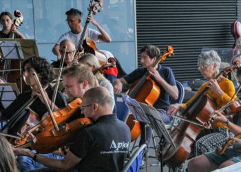 The Aldworth Philharmonic Orchestra performing at Reading Railway Station on Saturday afternoon.
