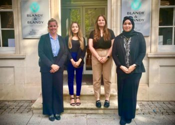 The four new trainee solicitors at Blandy & Blandy