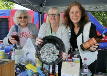 Jan Richardson, Lorraine Smith and Clare Shandling overseeing the raffle. Picture: Steve Smyth