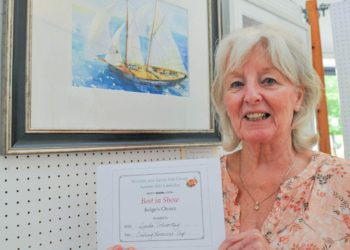 Woodley & Earley Arts Group Exhibition on Saturday.Lynda Tolworthy with her Best in Show picture. Picture: Steve Smyth
