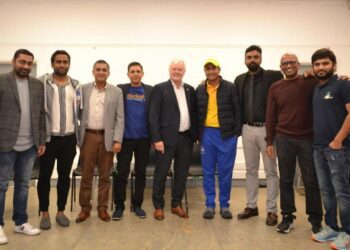 Cllr Clive Jones, Liberal Democrats parlimentary candidate for Wokingham; Deep Dasgupta, former Indian international cricketer; and Bobby Malik, former Pakistani professional cricketer were among the invited guests. Picture: Reading United Cricket Club