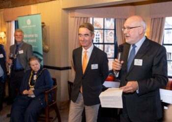 Cllr Stephen Conway, leader of Wokingham Borough Council (right), welcomed the firm to Wokingham.