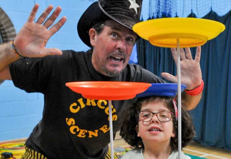 The Send Voices Local Offer Live Day at St. Crispin's Leisure Centre on Saturday. Picture: Steve Smyth
Ruby Memory (10) with Mike Tate.