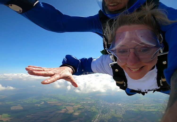 Heather Hexter's skydive will raise funds to support young people's mental health. Picture: GoSkydive courtesy of Heather Hexter