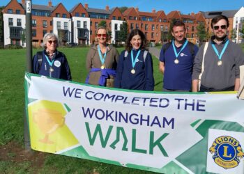 AT THE FINISH LINE: Wokingham?s Citizens Advice team celebrate completing the Wokingham Walk. The event will return in May Picture: Debbie Slay