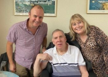 Peter, resident of West Oak care home in Wokingham was happy to see his cousin Jayne when staff took him on a day out to Warwickshire. Picture: West Oak care home.