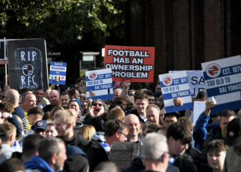 More than 1,000 Reading fans took to the streets of Reading in protest against owner Dai Yongge. Picture: Luke Adams