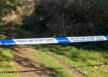 Police sealed off parts of Lower Earley Woods near Mill Lane after a body of a man was found in the River Loddon Picture: Phil Creighton