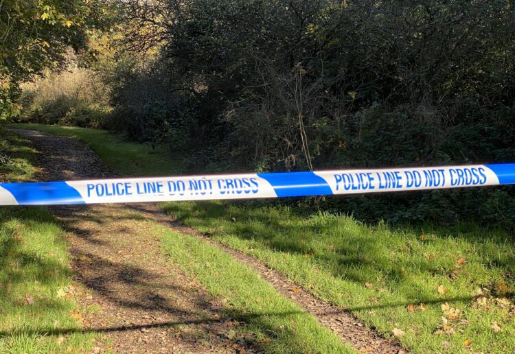 Police sealed off parts of Lower Earley Woods near Mill Lane after a body of a man was found in the River Loddon Picture: Phil Creighton