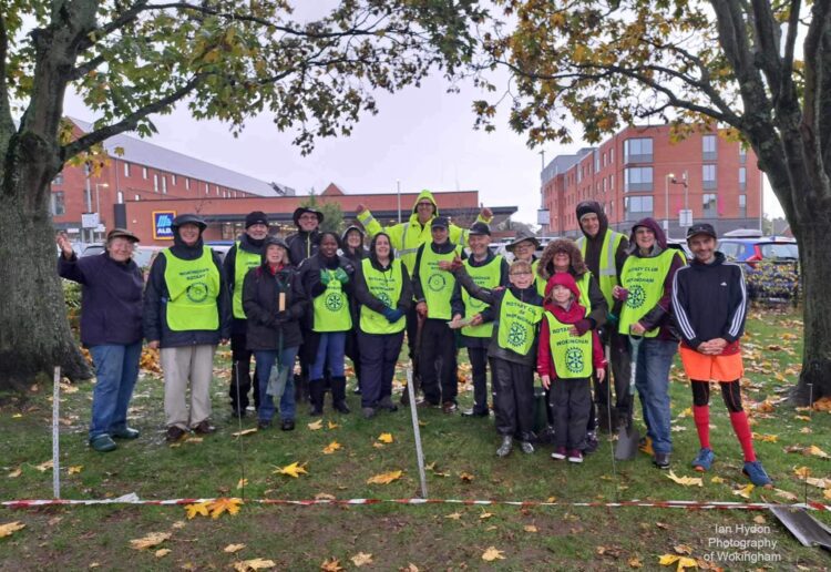 Members of the Rotary Club of Wokingham with volunteers from Holt Copse Conservation Group planted more than 2,500 crocus bulbs in Elms Field Pictures: Ian Hydon