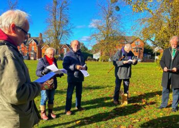 People attending the pacifist remembrance event in Wokingham's Langborough Recreation Ground on Saturday, November 11 Picture: Andrew Batt