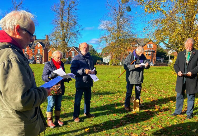 People attending the pacifist remembrance event in Wokingham's Langborough Recreation Ground on Saturday, November 11 Picture: Andrew Batt