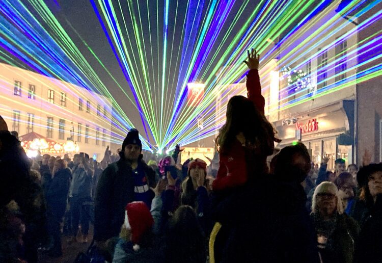 Trying to catch the beams of light at Wokingham's Winter Carnival. PIcture: Emma Merchant