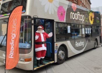 Santa taking a Reading Buses service last year