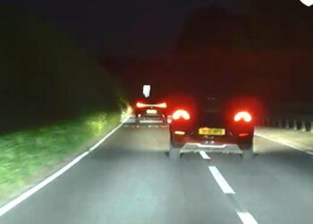 A still from Thames Valley Police's video of a car driven by Imogen Parfitt while she was twice the legal drink-drive limit Picture: Thames Valley Police