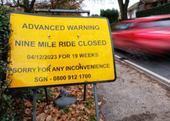 Signs have already gone up on Nine Mile Ride in Wokingham Without. Pic: Andrew Batt.