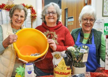 Wade Day Centre Christmas Fair on Saturday. Carole Bownes, Ruth Smith and Margaret Campbell-White. Pic: Steve Smyth.