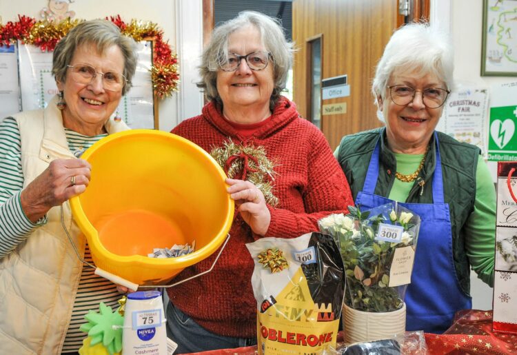 Wade Day Centre Christmas Fair on Saturday. Carole Bownes, Ruth Smith and Margaret Campbell-White. Pic: Steve Smyth.