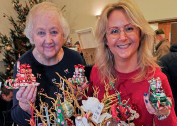 Joy & Lucy Craig with their goodies for sale at the Hurst Christmas Fair on Saturday. Picture: Steve Smyth