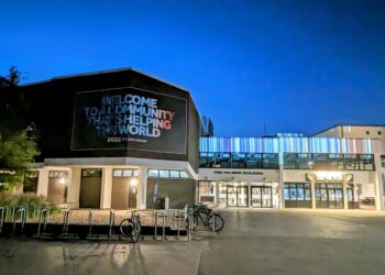 The Palmer Building was one of many at the University that was illuminated with the stripes. Picture: University of Reading