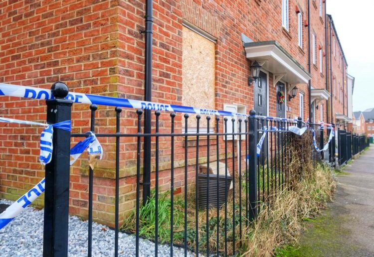 Police have sealed off a home in Wokingham's William Heelas Way after as suspected arson attack. They are appealing for anyone with information to come forward Picture: Andrew Batt