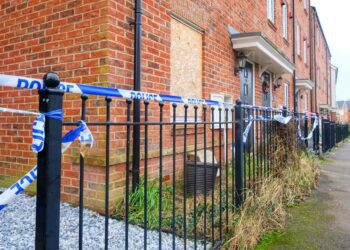 Police have sealed off a home in Wokingham's William Heelas Way after as suspected arson attack. They are appealing for anyone with information to come forward Picture: Andrew Batt