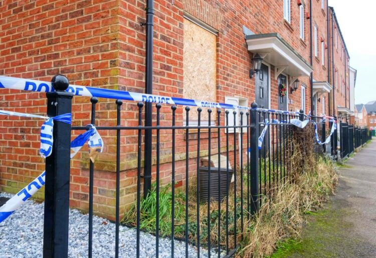 Police have sealed off a home in Wokingham's William Heelas Way after as suspected arson attack. They are appealing for anyone with information to come forward Picture: Andrew Batt