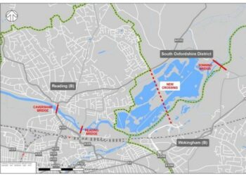 A design for a Third Thames Bridge which would link Thames Valley Park in Earley with Caversham Picture: Reading Borough Council