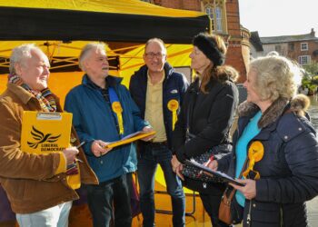 The Lib Dems had a stall in Wokingham Market earlier this month Picture: Steve Smyth