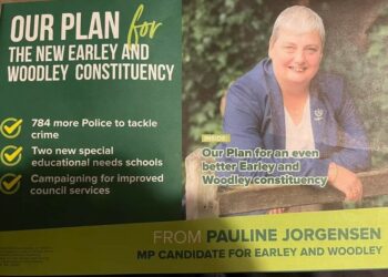 The leaflet from Conservative candidiate Pauline Jorgensen.