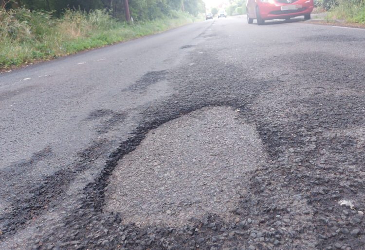 Potholes on Lodge Road Picture: Sue Corcoran