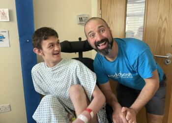 George Turnbull (left), 16, and Ed from Soundabout. Picture: Soundabout