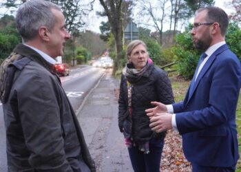 Wokingham borough councillors Charles and Rebecca Margetts with Matthew Barber. Pic: Charles Margetts.