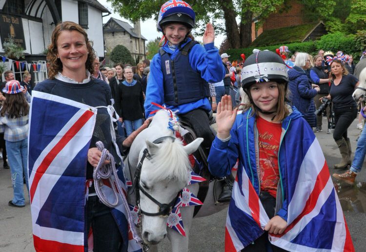 Ponies and Union Flags at the at Waltham St Lawrence Coronation Parade. Picture: Steve Smyth