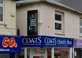 A digital mock-up of the advertising hoarding that is to be installed above the COATS store on Crowthorne High Street Picture: Local democracy reporting service