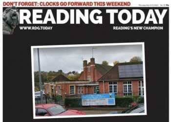 The Reading Today front page of March 23, 2023 which has been shortlisted for front page of the year
