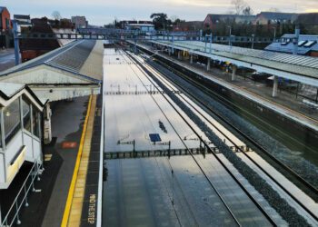 Great Western Railway services are affected by flooding. Tracks at Newbury are underwater