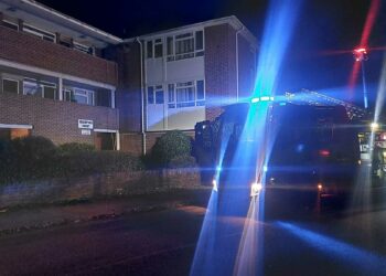 Crews tackle the fire in central Wokingham.