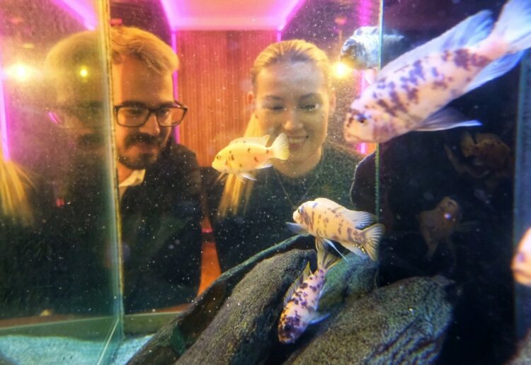 Pictured at feeding time are Kane, head of lettings, and Harmony, senior sales negotiator.,