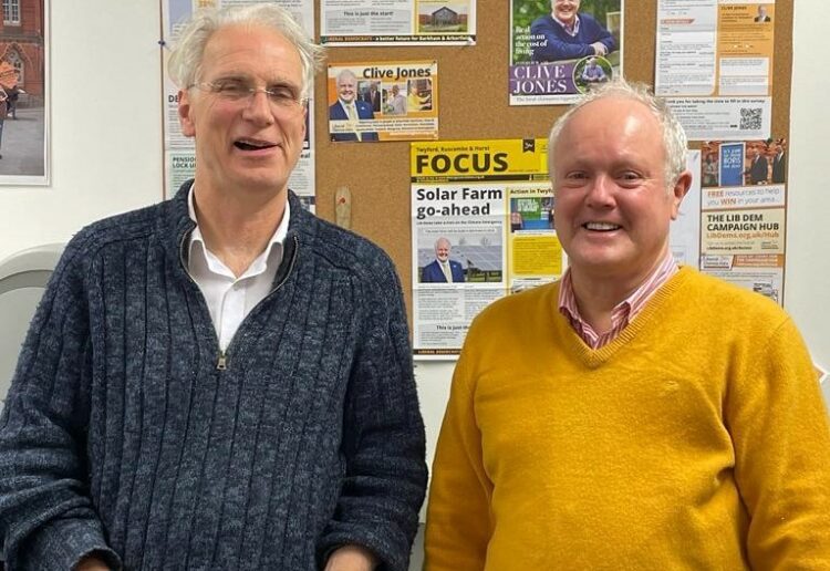 The 1987 Liberal/Aliiance candidate John Lestor with the 2024 General Election candidate for the Lib Dems Clive Jones. He is hoping to unseat Sir John Redwood when the Wokingham poll is held