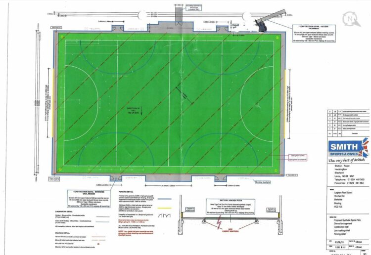 The design for the astro turf works at Leighton Park School in Shinfield Road, Reading. Picture: Smith Sports & Civils