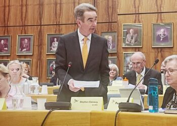 Cllr Stephen Conway, leader of Wokingham Borough Council, speaking in the chamber at last week's meeting.