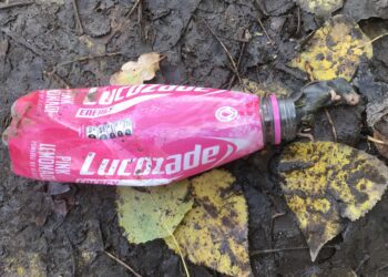 A rodent trapped in a plastic bottle left at the roadside Picture: RSPCA