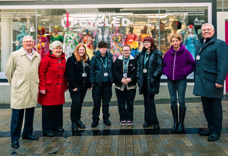 From left: Rob Morris, General Manager of The Lexicon, Councillor Mary Temperton, Leader of Bracknell Forest Council and Chair of the Executive, Katie Rivington,  Keira Wheeler, Paige Simpson and Jasmine Elgohary, Creative Practice: Art, Design and Communication Level 3 Extended Diploma students at Bracknell and Wokingham College, Sue Dew-Gosling, Lecturer ? Creative Arts, Activate Learning and Paul Newman, Executive Director Faculties and Colleges (South), Activate Learning. Picture: Tom Burrows