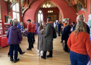With just 10 minutes until the end of the event, there were still plenty of people in Wokingham Town Hall at the Volunteer Fair. Picture: Emma Merchant