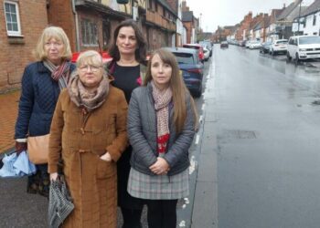 Rose Street residents Linda Lowe and Amanda Leader with councillors Rachel Burgess (front right) and Marie-Louise Weighill (back right). Pic: Rachel Burgess.