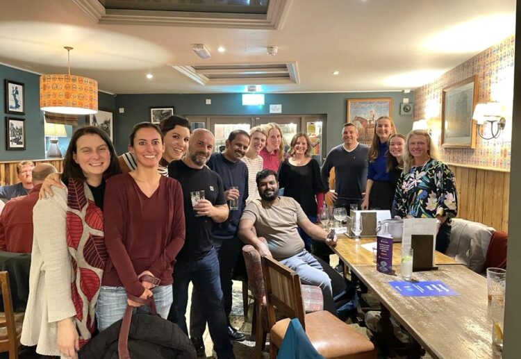 Elizabeth Corse, third from the left,facilitates People Planet Pint Wokingham. The group meets at Broad Street Tavern. Picture: Elizabeth Corse
