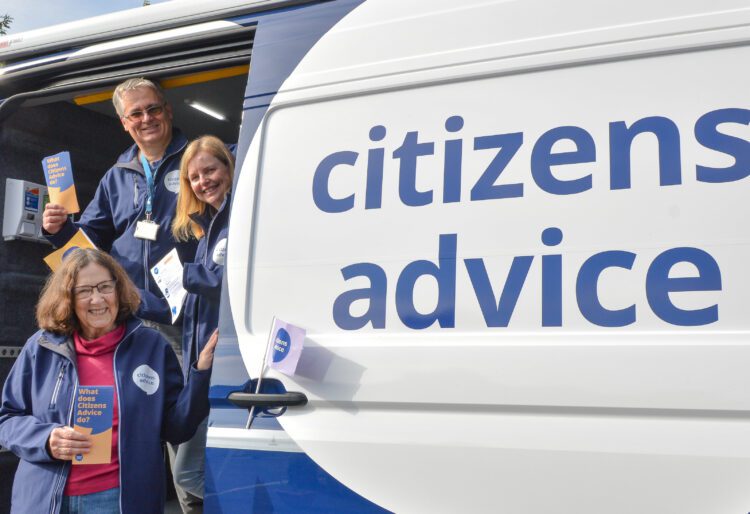 Mike Bushnell with volunteers, Jo Swinerd and Diana Christian on the Citizens Advice Van. Picture: Steve Smyth