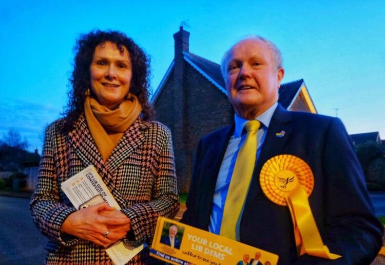 Wendy Chamberlain, the Liberal Democrat MP for East Fife, with the party's candidate for Wokingham in the general election, Clive Jones Picture: Andrew Batt